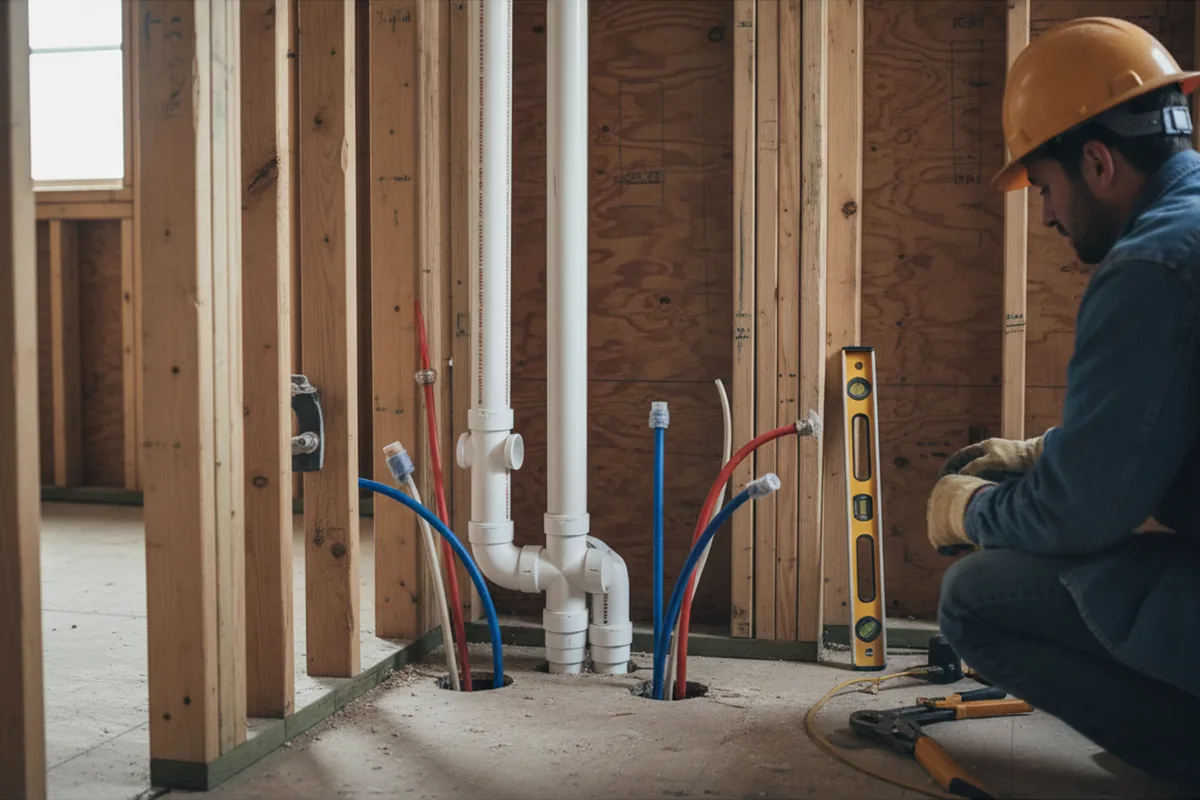 Drain and supply rough-in during Sump Pump Repair in Campbell